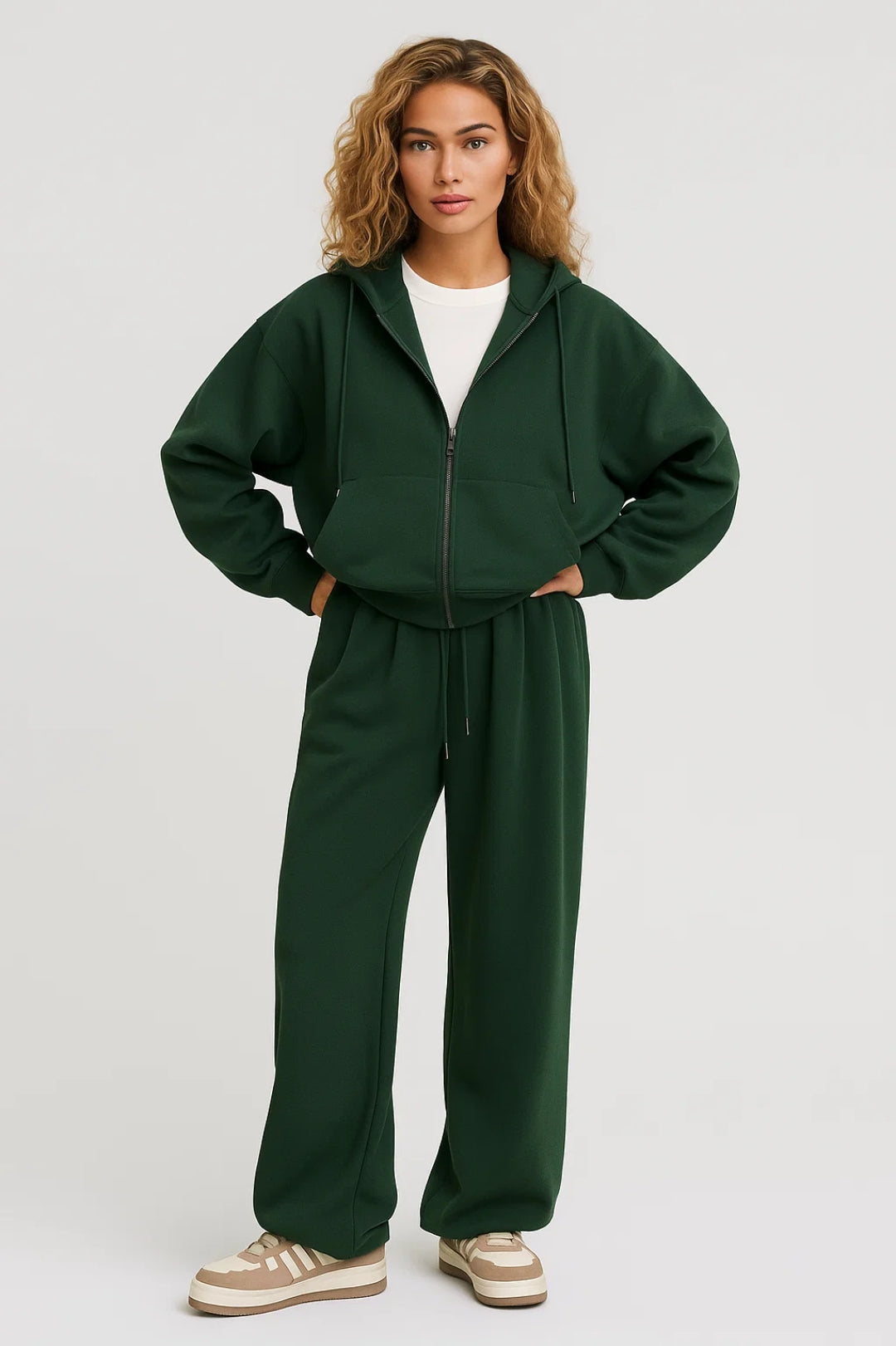 Tweedelige Lounge Set | Relaxed Fit met Ritsvest en Joggingbroek | Comfort voor Thuis en Buiten