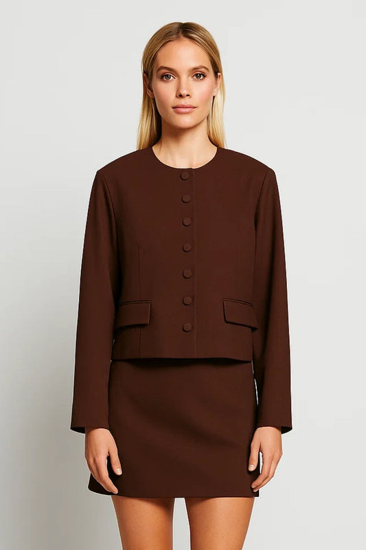 Tweedelige Set Dames | Kort Blazervest met Rok | Elegant en Minimalistisch