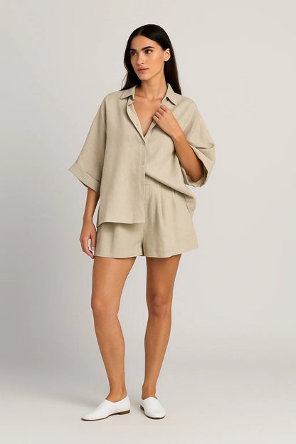 Tweedelige Set Dames | Losvallend Overhemd en Shorts | Luchtig en Casual