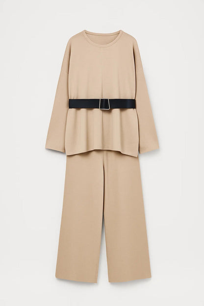 Tweedelige Set | Wijde Broek en Tuniek met Riem | Gedefinieerde Comfortstijl