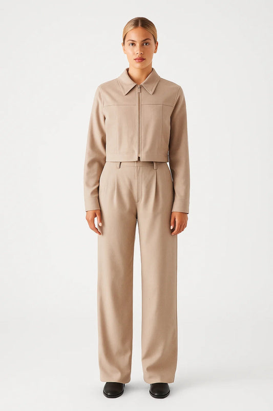 Tweedelige Set met Ritsjack | Minimalistische Look | Comfort en Stijl