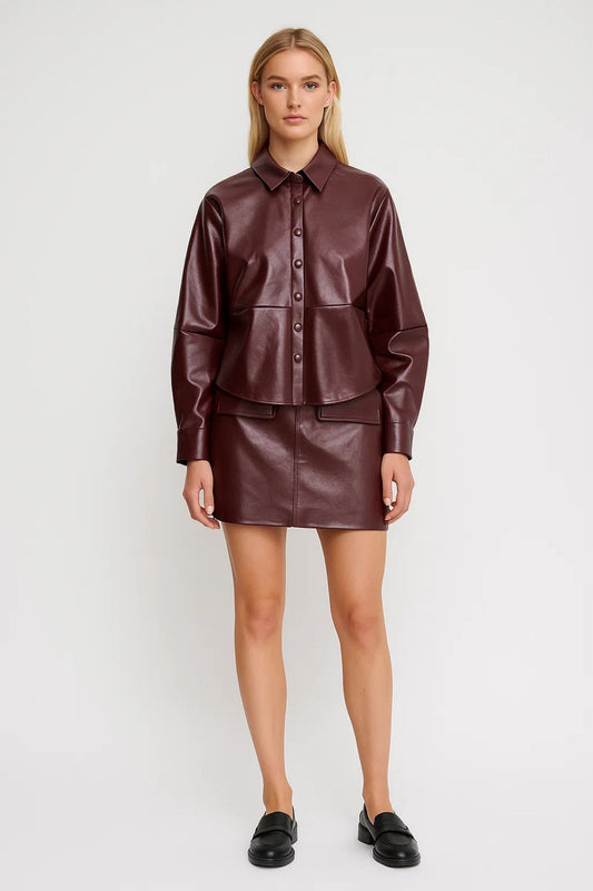 Tweedelige Set voor Dames | Co-ord met Korte Rok en Overhemd | Gestructureerde Look