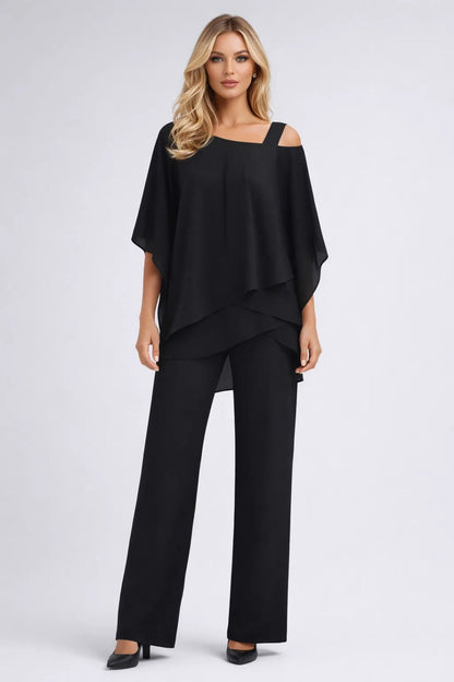 Dames Set - Elegante Wijde Top met Rechte Broek | Feestelijk