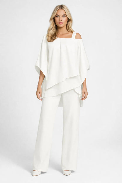 Dames Set - Elegante Wijde Top met Rechte Broek | Feestelijk