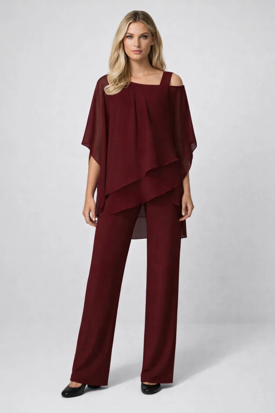 Dames Set - Elegante Wijde Top met Rechte Broek | Feestelijk