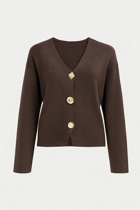V-Neck Cardigan | Uniek Knopenaccent | Tijdloos en Elegant