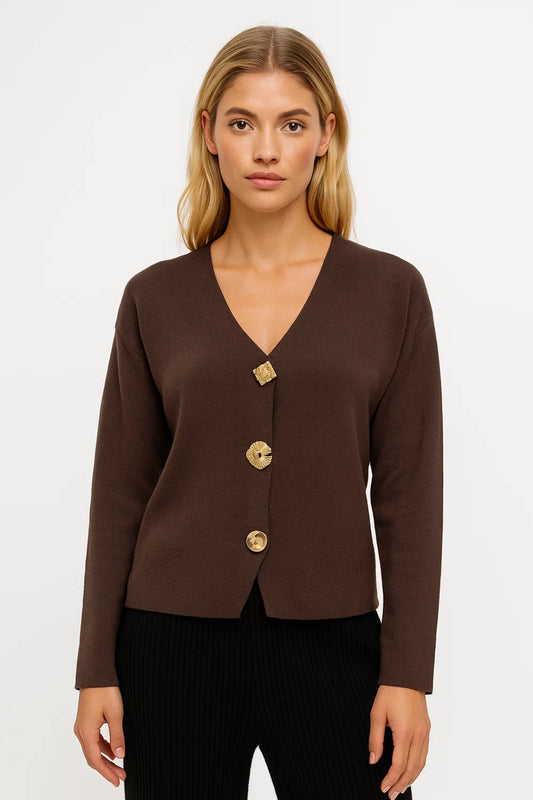 V-Neck Cardigan | Uniek Knopenaccent Tijdloos en Elegant
