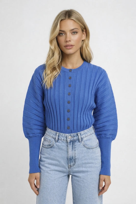 Vest Dames - Gebreid Knoopvest met Ronde Hals | Casual