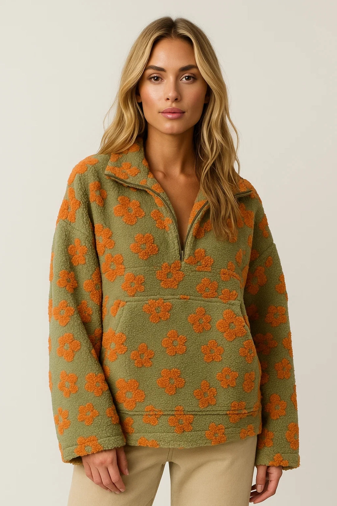 Warme Damestrui | Relaxte Pasvorm met Bloemenmotief | Ideaal voor Koude Dagen