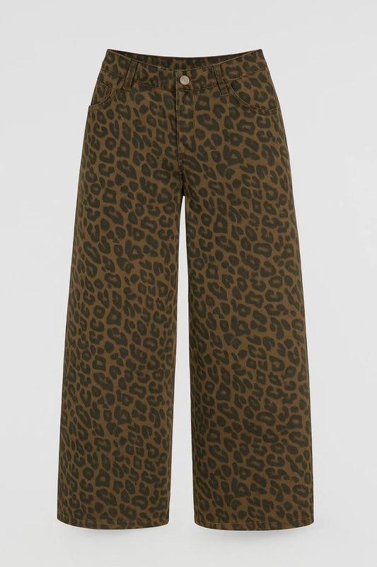 Jeans Dames - Wijde Pijp met Luipaardprint | Stoer Casual Statement