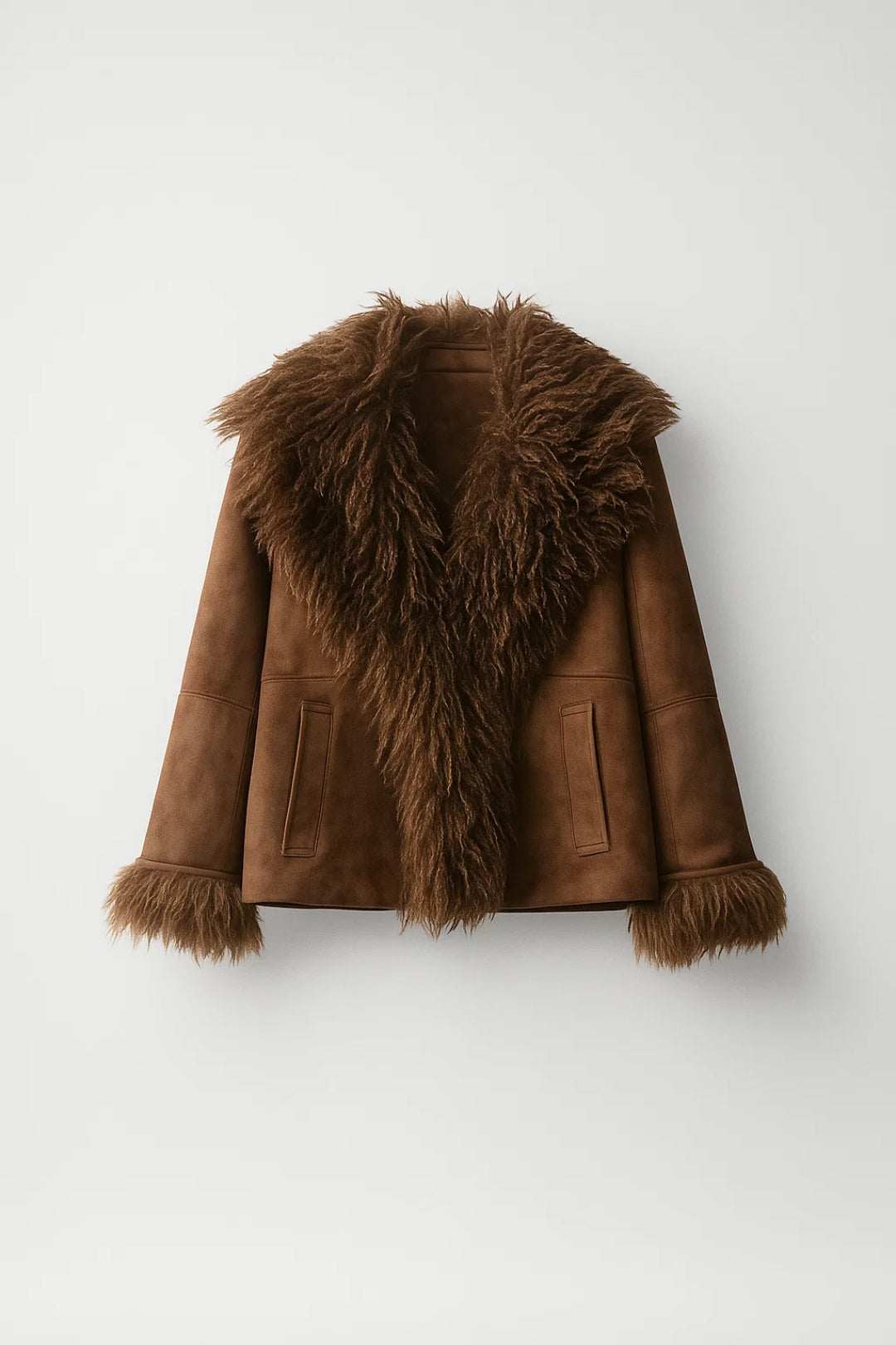 Winterjas met Brede Kraag | Warme Kort Model | Statement Detail