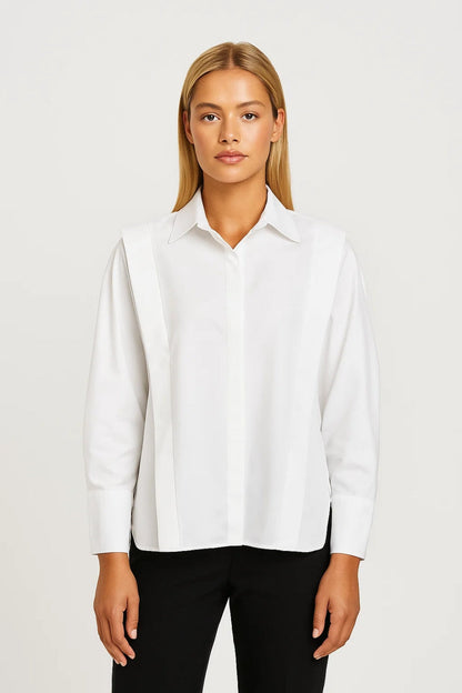 Witte Blouse | Minimalistisch Design met Strakke Lijnvoering | Tijdloze Klasse