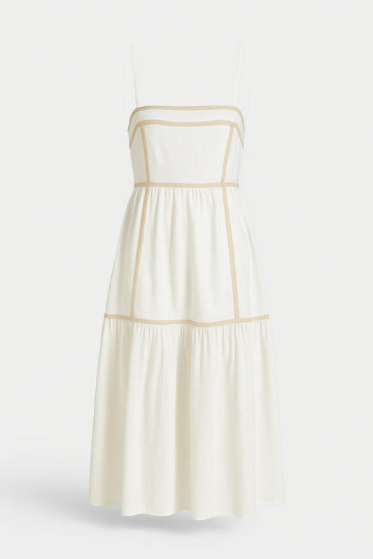 Midi Jurk Dames - Gelaagde Pasvorm met Spaghettibandjes | Casual