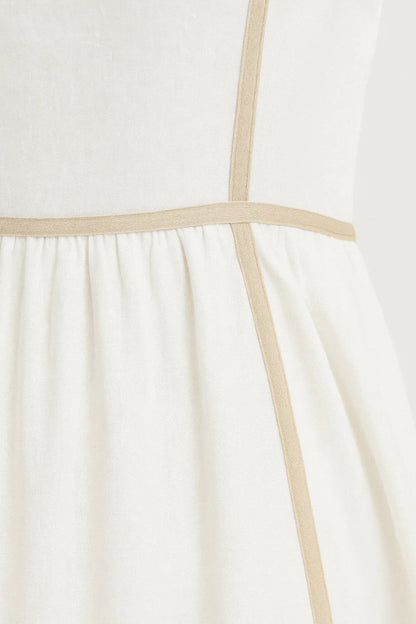 Zomerjurk met Spaghettibandjes | Contrasterende Naden | Zwierige Midi Snit