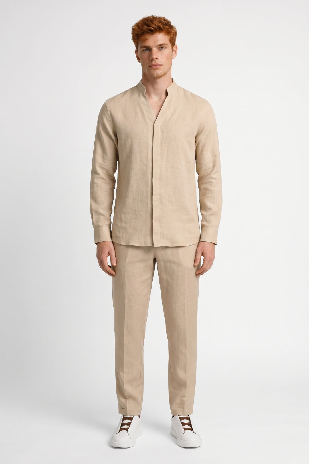 Zomerset Heren - Overhemd met Opstaande Kraag en Broek | Casual