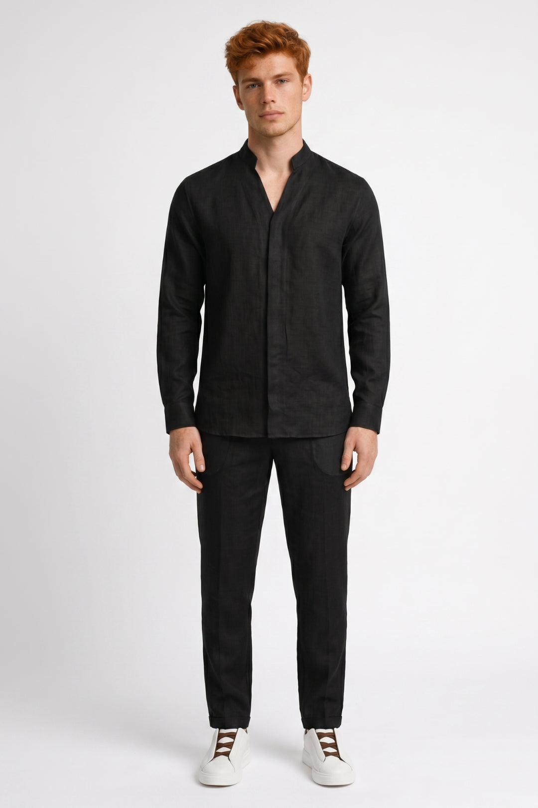 Zomerset Heren - Overhemd met Opstaande Kraag en Broek | Casual