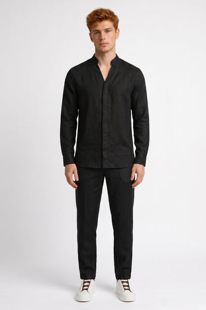Zomerset Heren - Overhemd met Opstaande Kraag en Broek | Casual