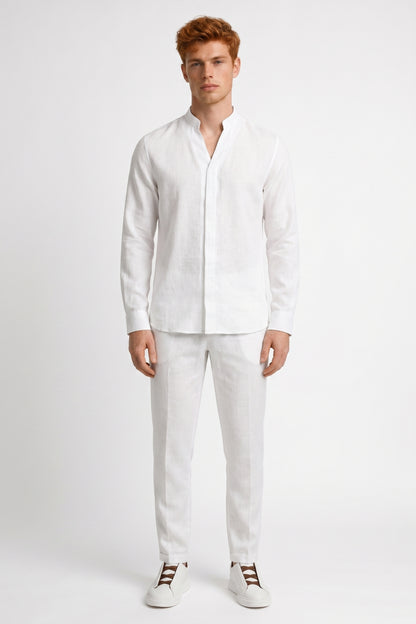 Zomerset Heren - Overhemd met Opstaande Kraag en Broek | Casual