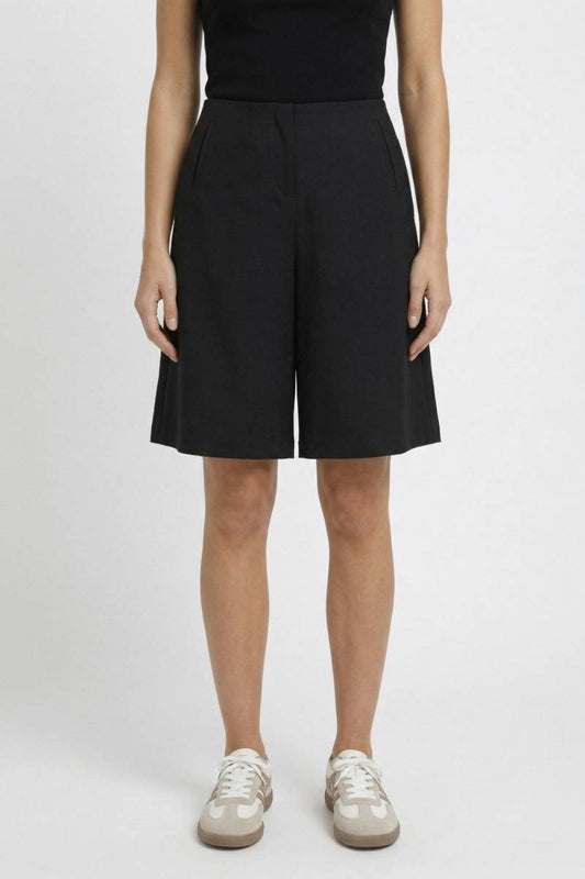Bermuda Shorts Dames - Getailleerd met Hoge Taille | Chique — Zwart