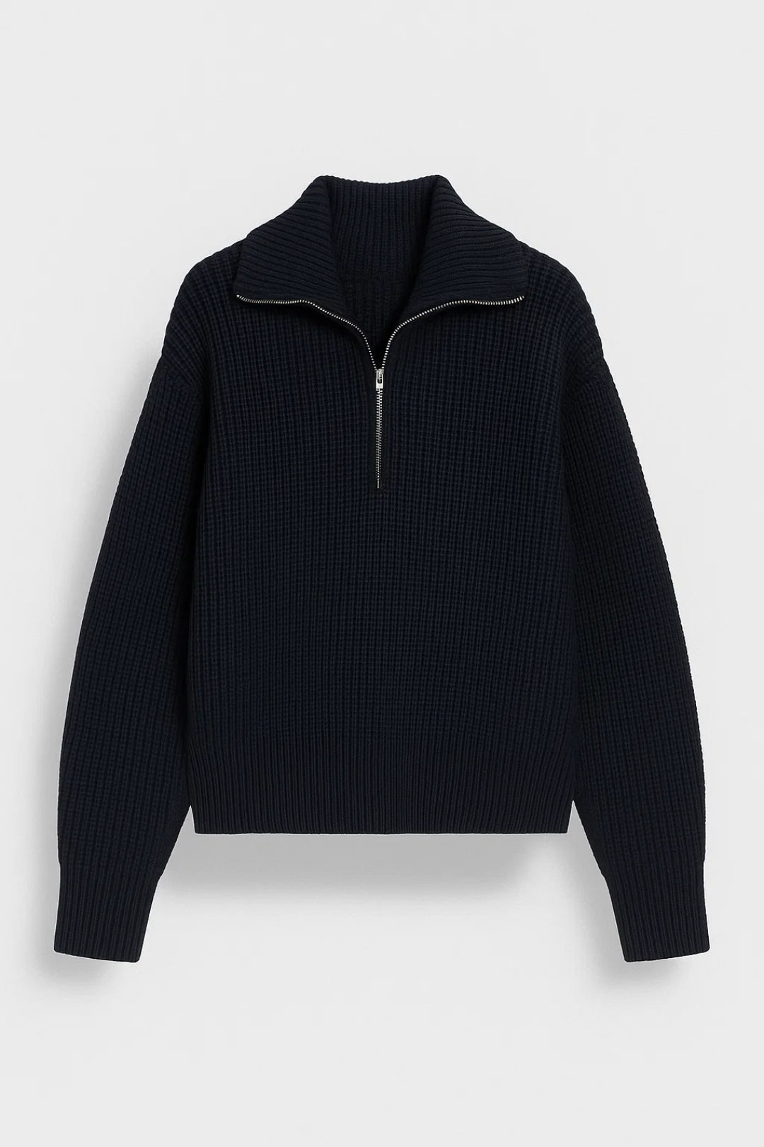 Gebreide Trui met Ritskraag | Wafelstructuur | Warm & Casual