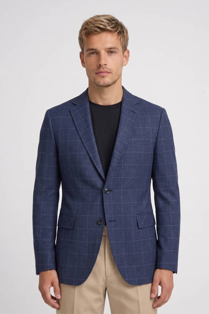 Blazer Heren - Geruit Patroon | Getailleerde Pasvorm II — Geruit Navy