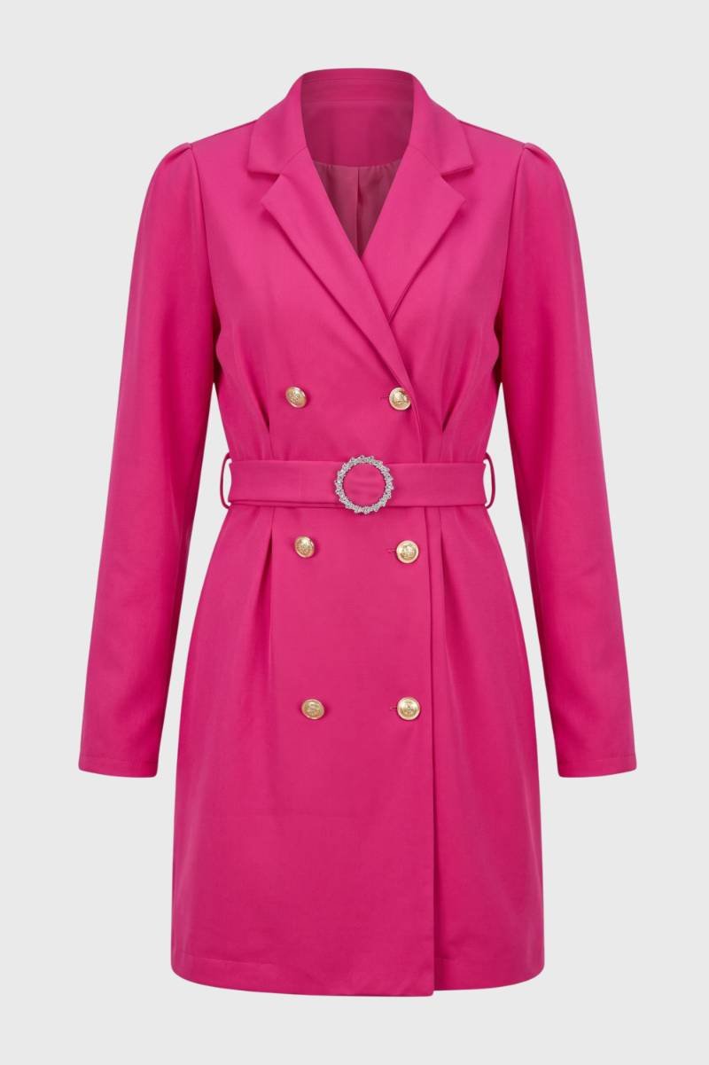 Blazer Jurk Dames - Dubbele Knoprij met Ceintuur | Getailleerd — Felroze