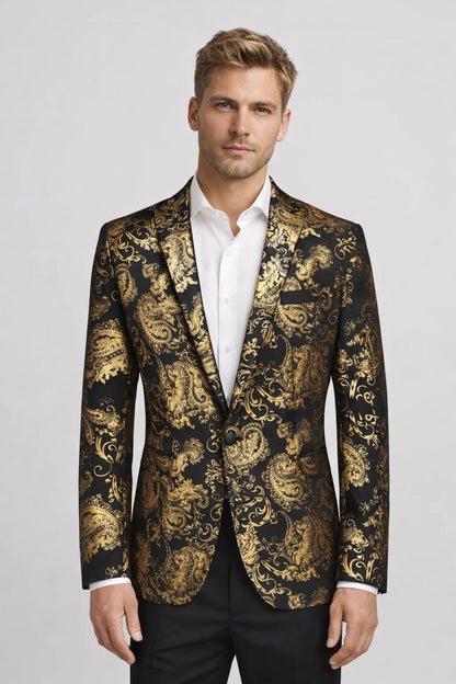 Blazer Heren - Feestelijk Jasje met Revers en Bloemenprint | Elegant