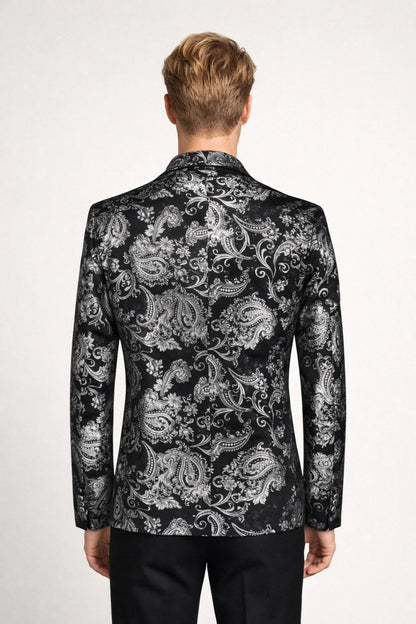 Blazer Heren - Feestelijk Jasje met Revers en Bloemenprint | Elegant