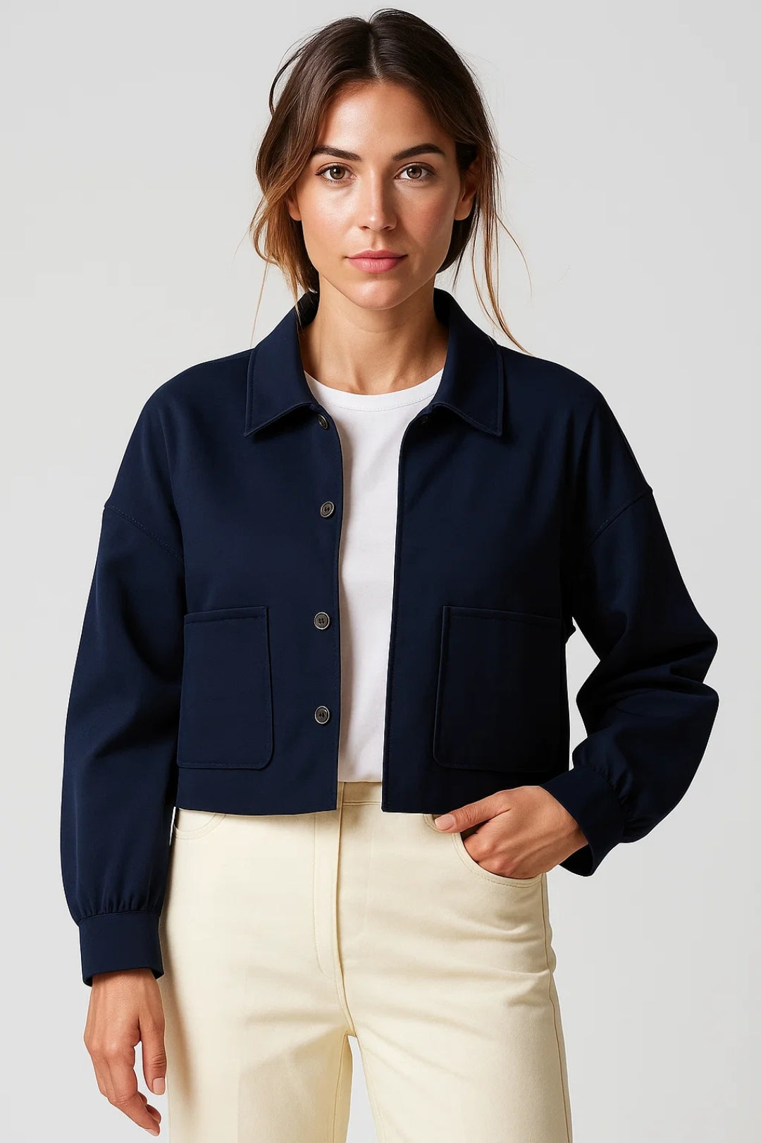 Cropped Jassen Collectie | Damesjack met Opgestikte Zakken | Lichtgewicht en Ademend
