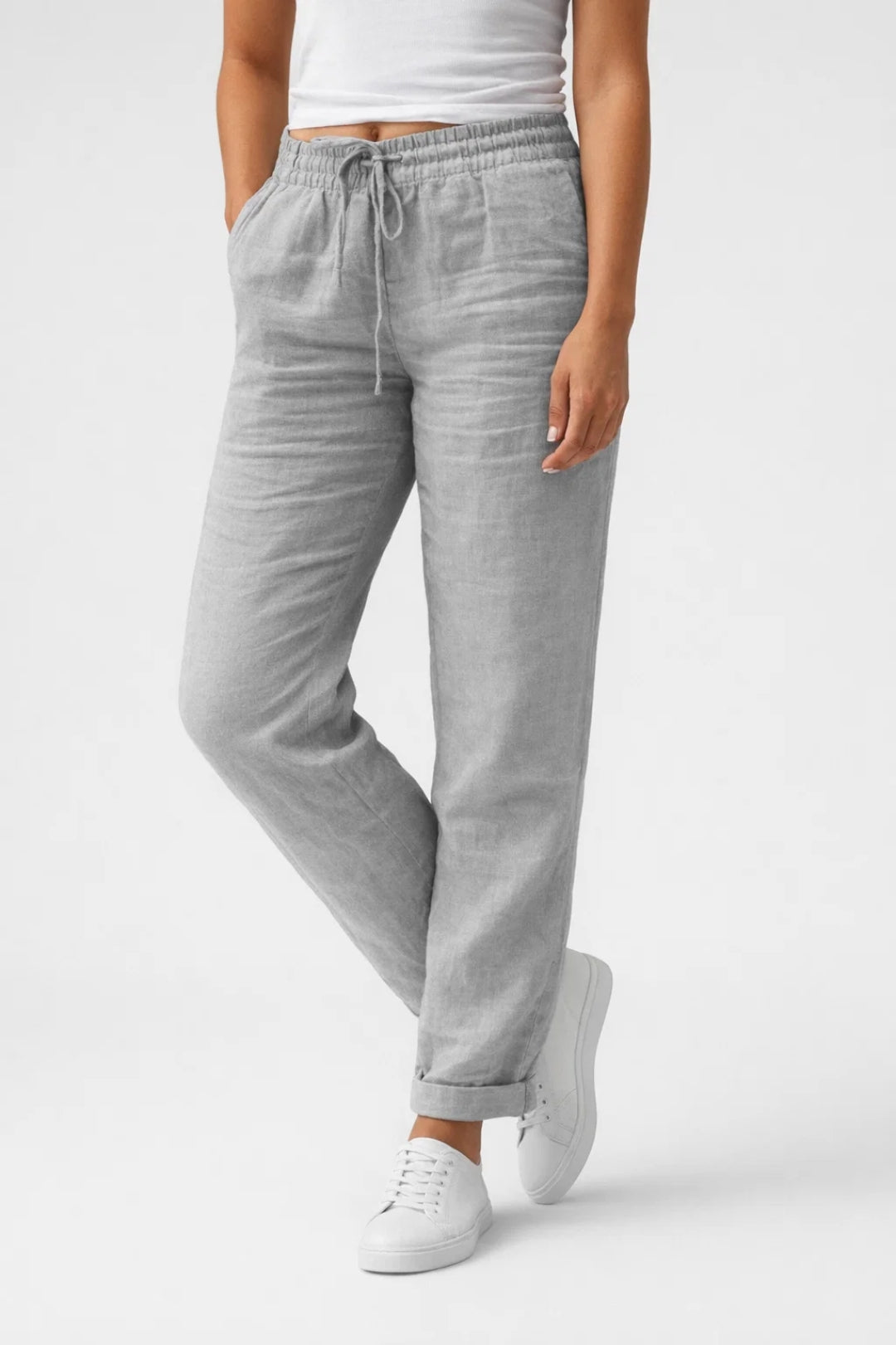 Pantalon Dames - Luchtige Rechte Broek met Trekkoord | Casual