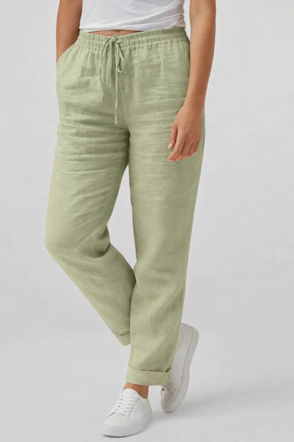 Pantalon Dames - Luchtige Rechte Broek met Trekkoord | Casual
