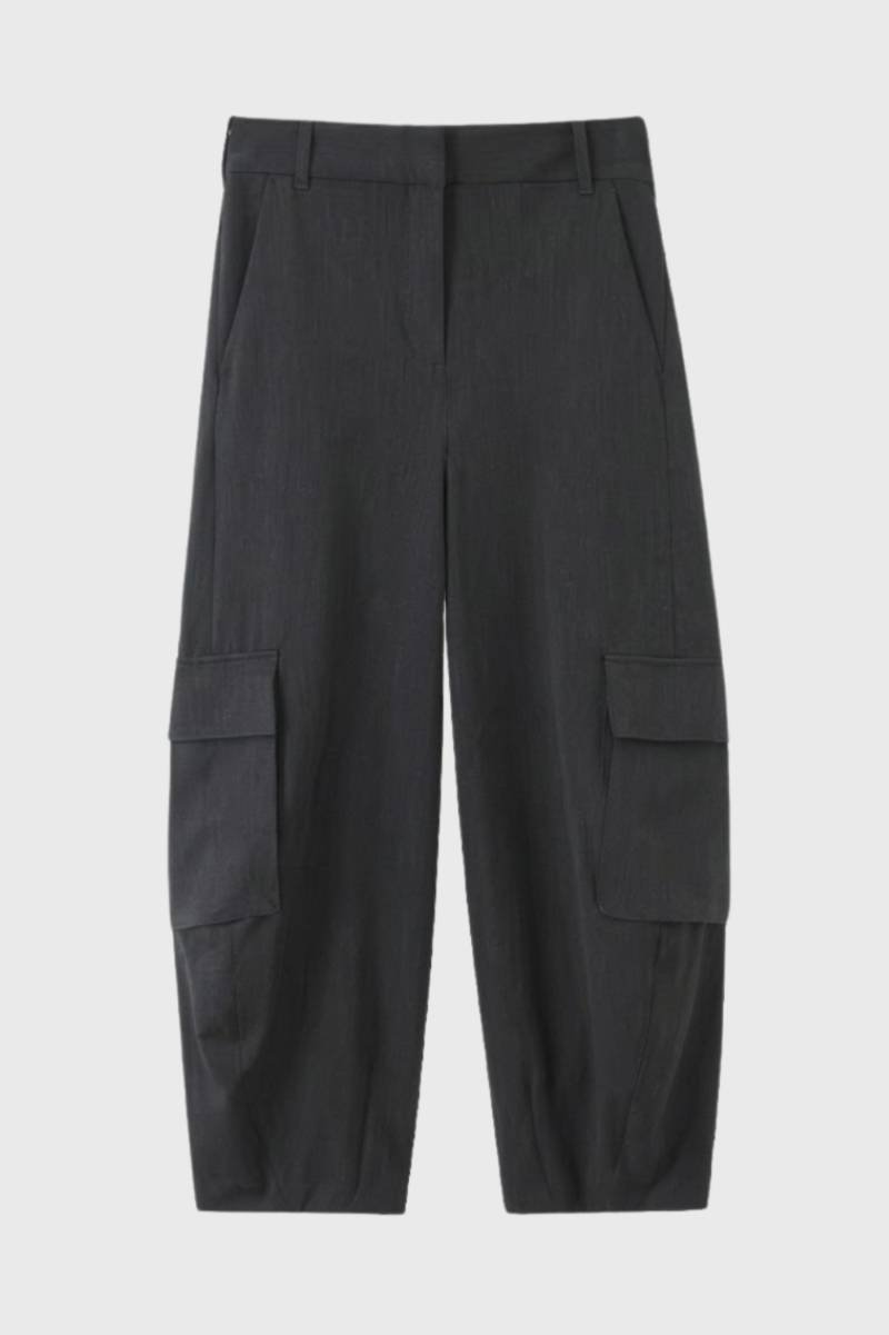 Cargo Broek Dames - High Waist met Grote Zakken | Trendy — Antraciet