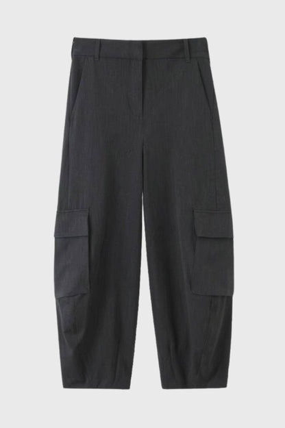 Cargo Broek Dames - High Waist met Grote Zakken | Trendy — Antraciet