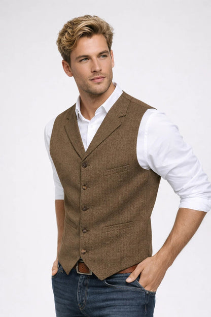 Gilet Heren - Formeel Pak Gilet met Revers en Knoopsluiting | Klassiek