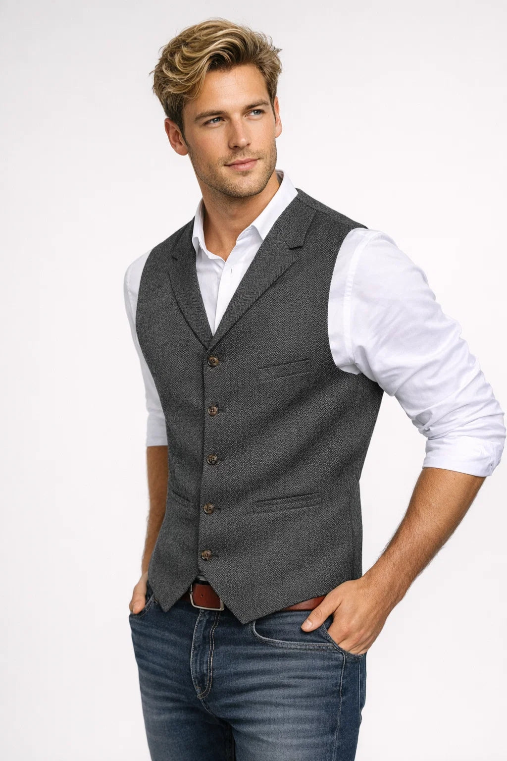 Gilet Heren - Formeel Pak Gilet met Revers en Knoopsluiting | Klassiek