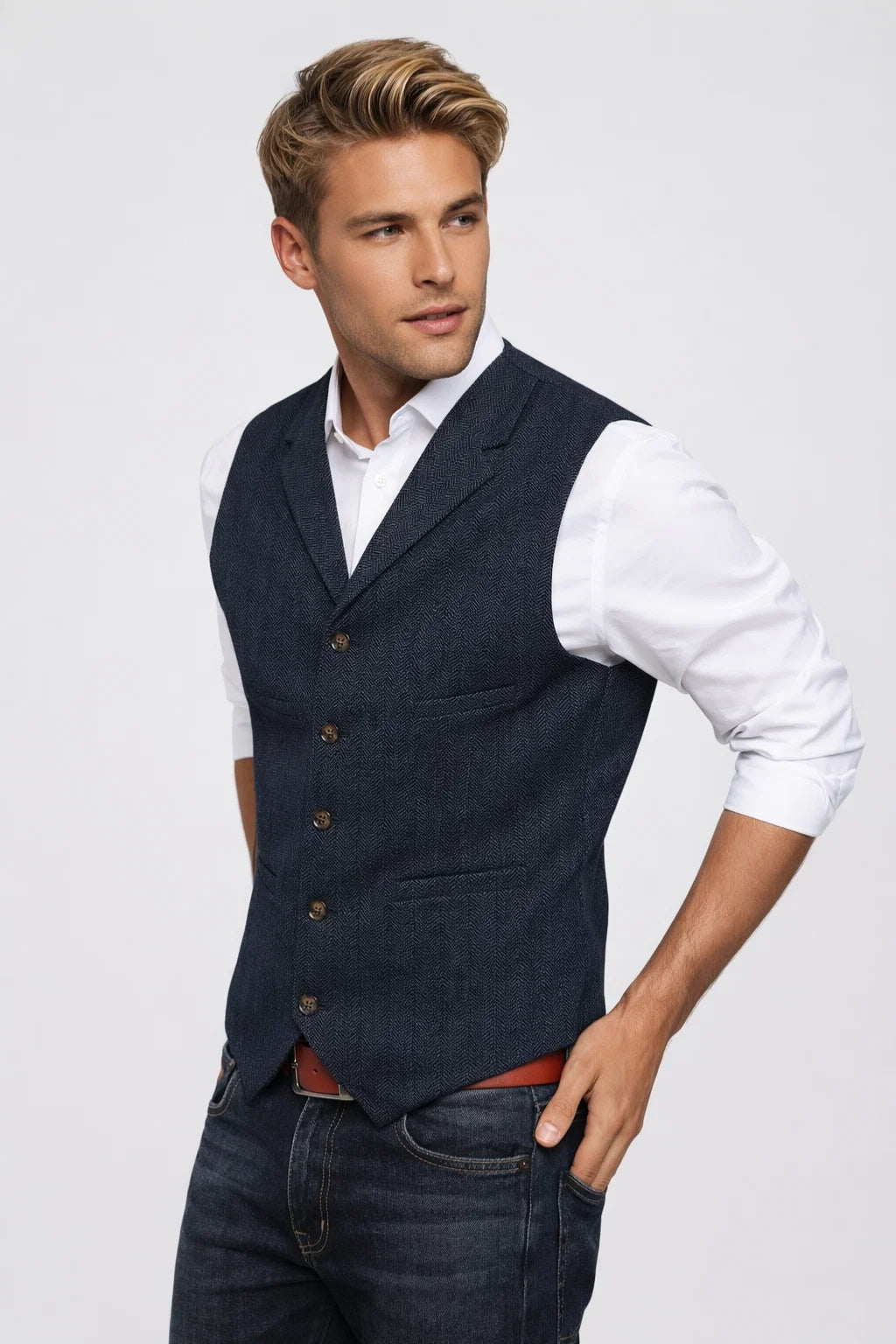 Gilet Heren - Formeel Pak Gilet met Revers en Knoopsluiting | Klassiek