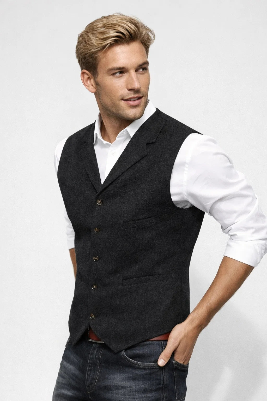 Gilet Heren - Formeel Pak Gilet met Revers en Knoopsluiting | Klassiek