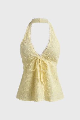 Halter Top Dames - V-hals met Strikdetail | Zomerse Elegantie