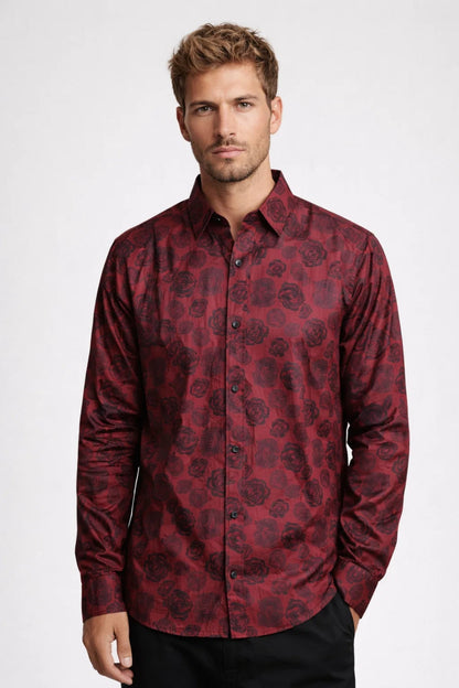 Overhemd Heren - Slim Fit Lange Mouw met Bloemenprint | Casual