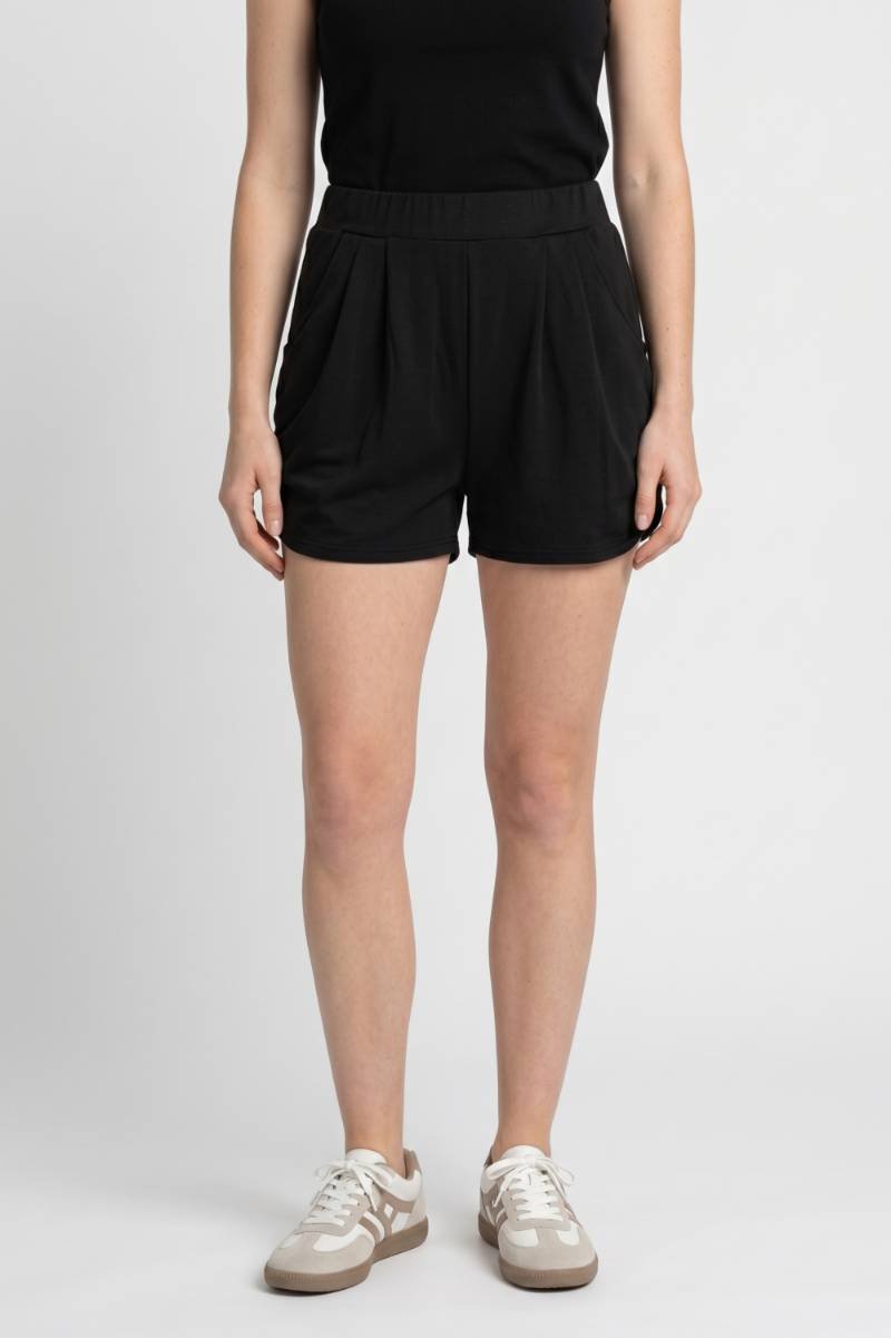 Korte Broek Dames - Geplisseerd met Hoge Taille | Elastische Band — Zwart