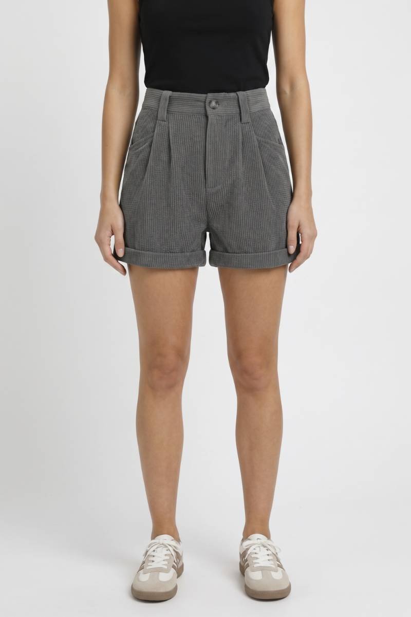Korte Broek Dames - Geribbelde Textuur | Hoge Taille — Grijs