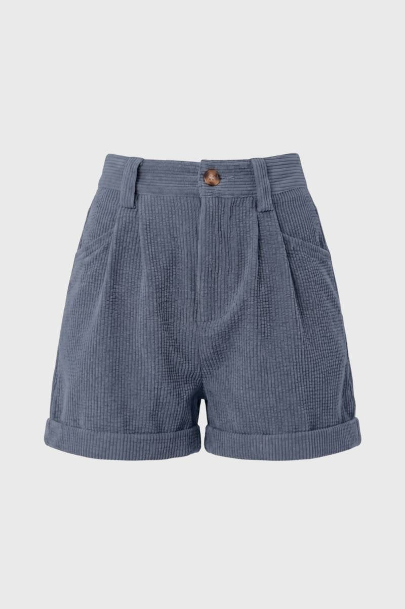 Korte Broek Dames - Geribbelde Textuur | Hoge Taille — Donkergrijs