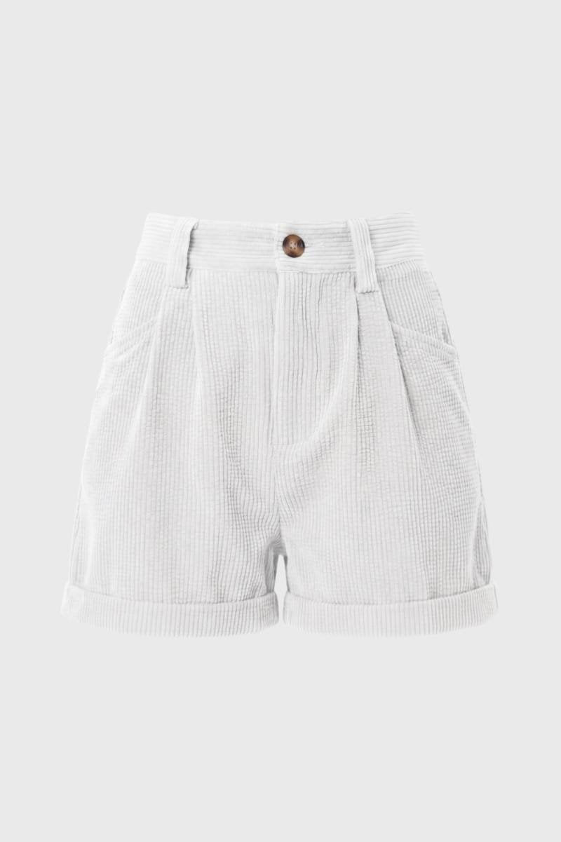 Korte Broek Dames - Geribbelde Textuur | Hoge Taille — Wit