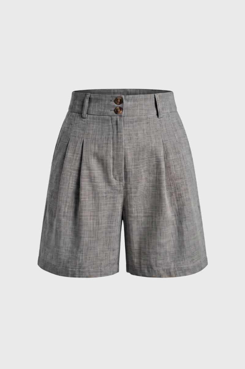 Korte Broek Dames - Hoge Taille | Dubbele Knoopsluiting — Grijs