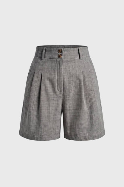 Korte Broek Dames - Hoge Taille | Dubbele Knoopsluiting — Grijs