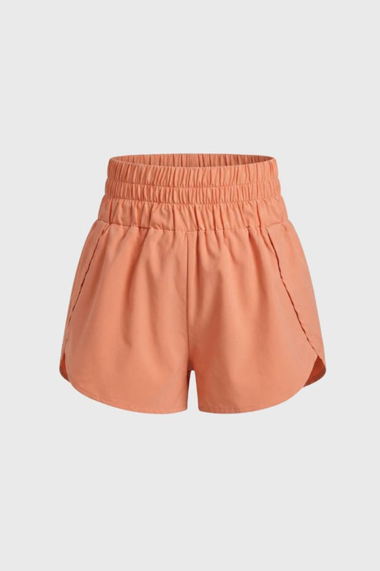 Korte Broek Dames - Hoge Taille Elastiek | Sportief — Koraal