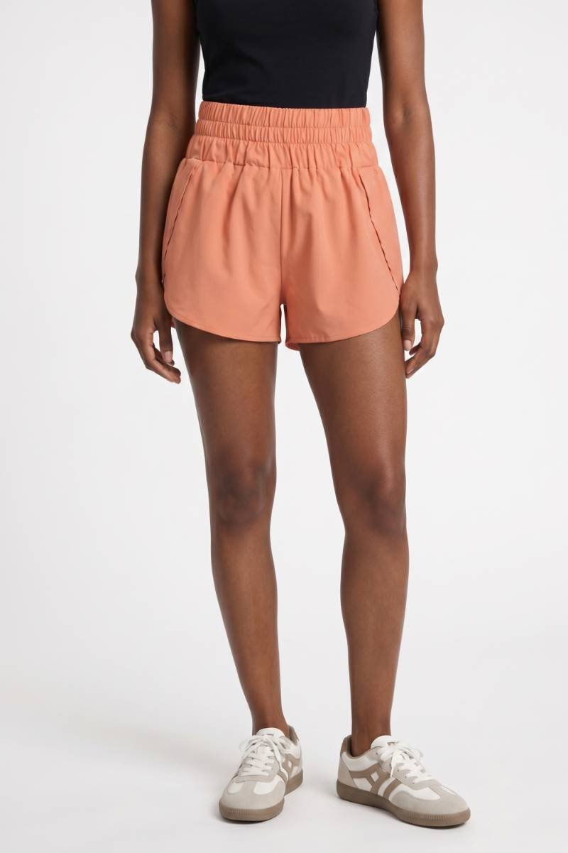Korte Broek Dames - Hoge Taille Elastiek | Sportief — Koraal
