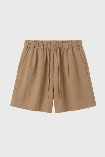 Korte Broek Dames - Losse Pasvorm | Elastische Tailleband — Camel