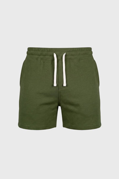 Korte Broek Heren - Comfortabele Sweat Korte Broek met Trekkoord | Casual — Olijfgroen