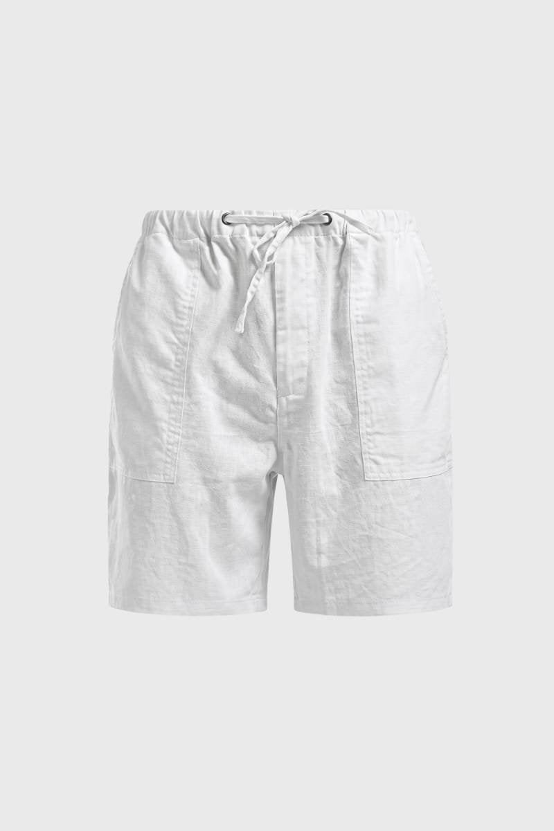 Korte Broek Heren - Elastische Taille met Zakken | Trekkoord — Wit